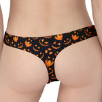 Halloween Pumpkin Faces Pattern Print Women's Thong