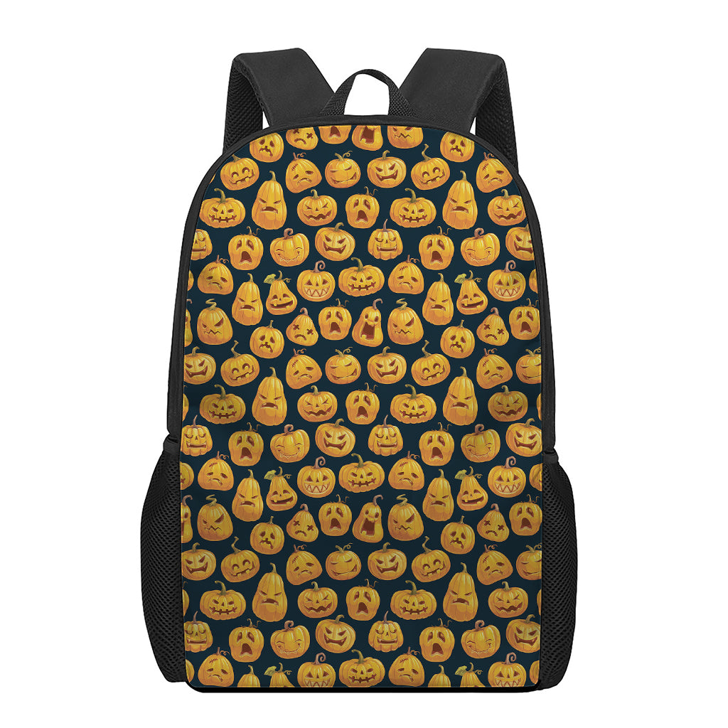Halloween Pumpkin Jack-O'-Lantern Print 17 Inch Backpack