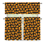 Halloween Pumpkin Jack-O'-Lantern Print 3 Piece Kitchen Curtains