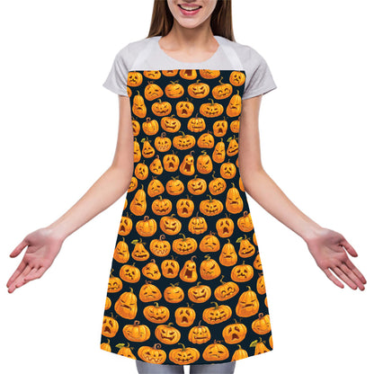 Halloween Pumpkin Jack-O'-Lantern Print Adjustable Apron