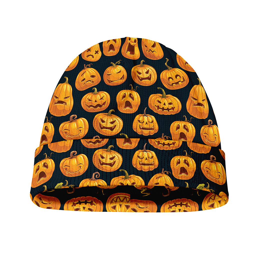 Halloween Pumpkin Jack-O'-Lantern Print Beanie