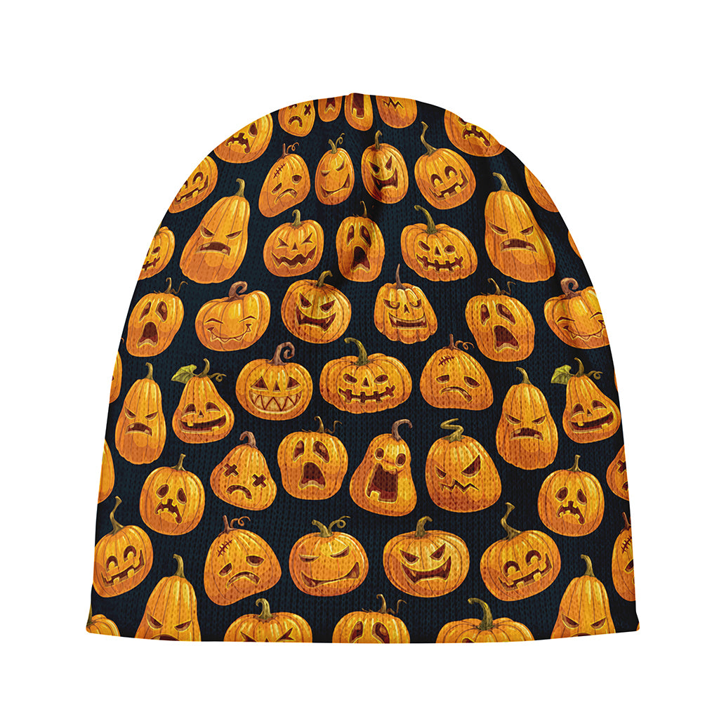 Halloween Pumpkin Jack-O'-Lantern Print Beanie