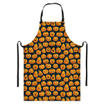 Halloween Pumpkin Jack-O'-Lantern Print Bib Apron With Pocket