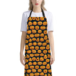 Halloween Pumpkin Jack-O'-Lantern Print Bib Apron With Pocket