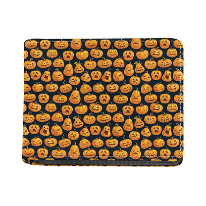 Halloween Pumpkin Jack-O'-Lantern Print Bifold Wallet