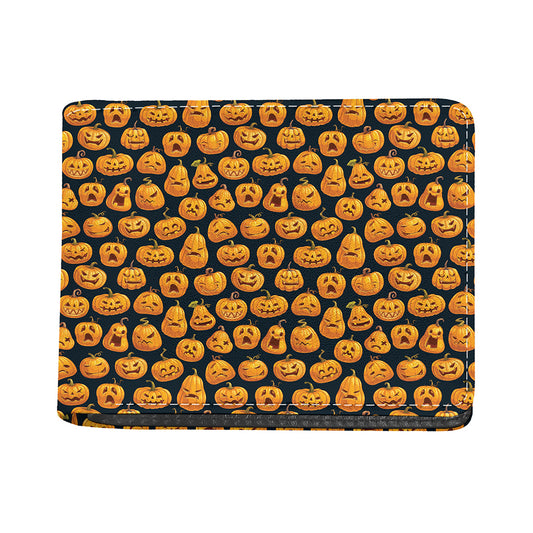 Halloween Pumpkin Jack-O'-Lantern Print Bifold Wallet