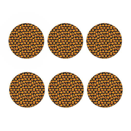 Halloween Pumpkin Jack-O'-Lantern Print Coaster Set