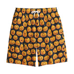 Halloween Pumpkin Jack-O'-Lantern Print Cotton Shorts