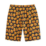 Halloween Pumpkin Jack-O'-Lantern Print Cotton Shorts