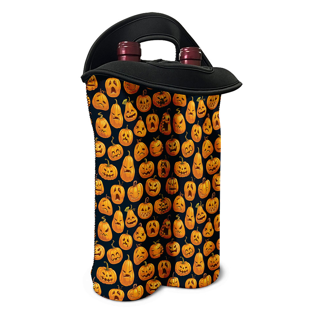Halloween Pumpkin Jack-O'-Lantern Print Double Neoprene Wine Tote