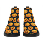 Halloween Pumpkin Jack-O'-Lantern Print Flat Ankle Boots