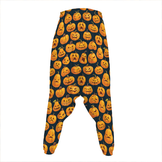 Halloween Pumpkin Jack-O'-Lantern Print Hammer Pants