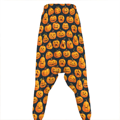 Halloween Pumpkin Jack-O'-Lantern Print Hammer Pants