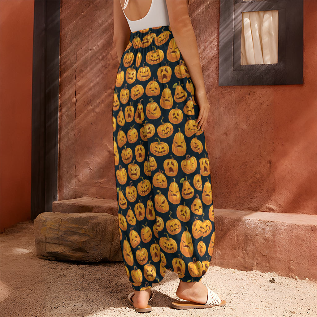 Halloween Pumpkin Jack-O'-Lantern Print Harem Pants