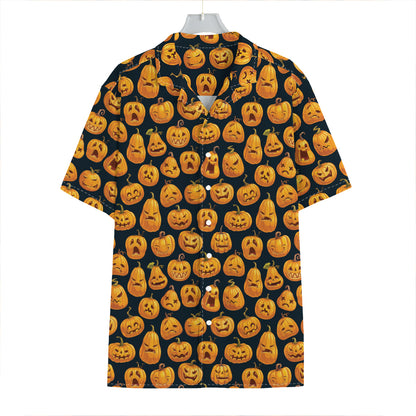 Halloween Pumpkin Jack-O'-Lantern Print Hawaiian Shirt