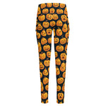 Halloween Pumpkin Jack-O'-Lantern Print High-Waisted Pocket Leggings