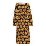 Halloween Pumpkin Jack-O'-Lantern Print Hooded Bathrobe