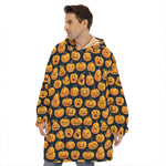 Halloween Pumpkin Jack-O'-Lantern Print Hoodie Blanket