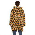 Halloween Pumpkin Jack-O'-Lantern Print Hoodie Blanket