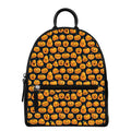 Halloween Pumpkin Jack-O'-Lantern Print Leather Backpack