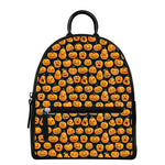 Halloween Pumpkin Jack-O'-Lantern Print Leather Backpack