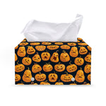Halloween Pumpkin Jack-O'-Lantern Print Leather Tissue Box Cover