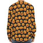 Halloween Pumpkin Jack-O'-Lantern Print Long Sleeve Baseball Jersey