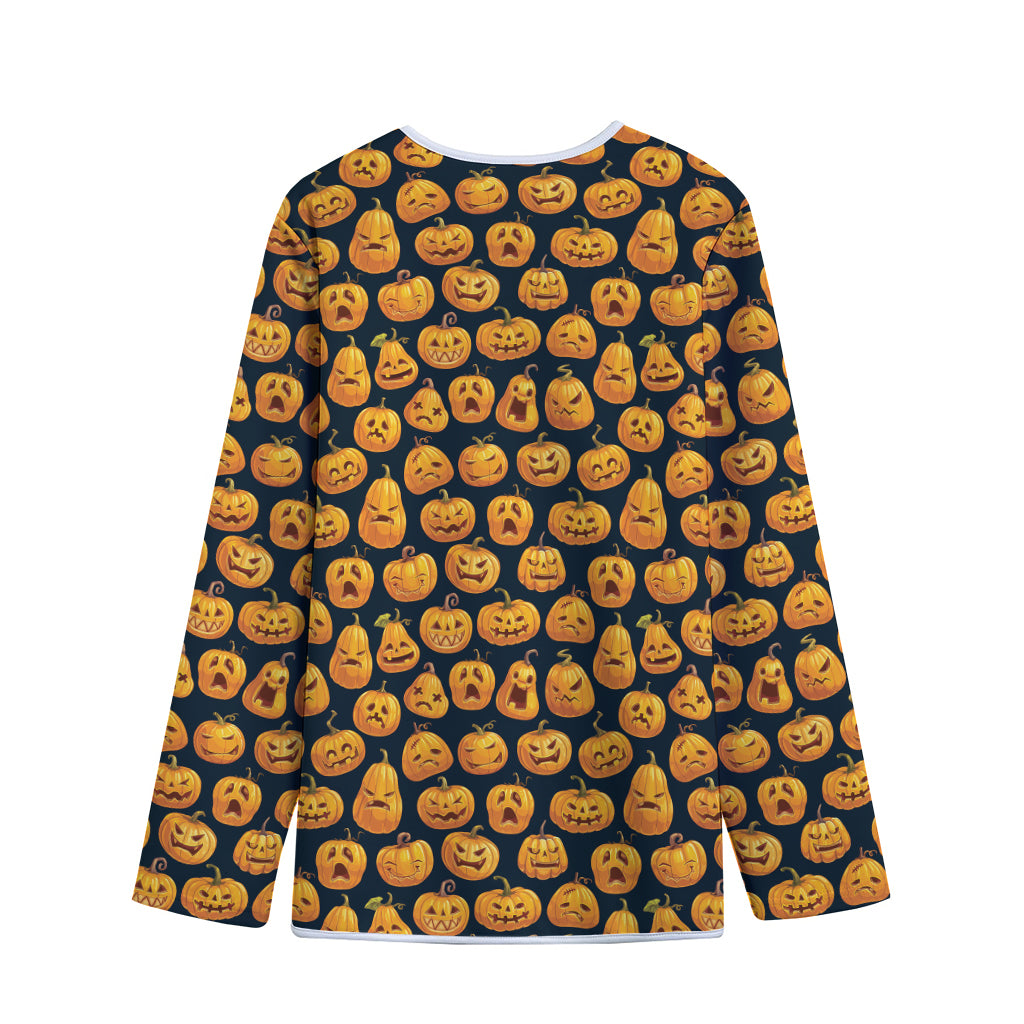 Halloween Pumpkin Jack-O'-Lantern Print Long Sleeve Short Coat