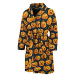 Halloween Pumpkin Jack-O'-Lantern Print Men's Bathrobe