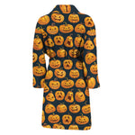 Halloween Pumpkin Jack-O'-Lantern Print Men's Bathrobe