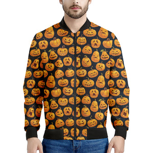 Halloween Pumpkin Jack-O'-Lantern Print Men's Bomber Jacket