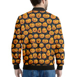 Halloween Pumpkin Jack-O'-Lantern Print Men's Bomber Jacket