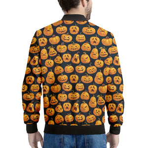 Halloween Pumpkin Jack-O'-Lantern Print Men's Bomber Jacket