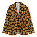 Halloween Pumpkin Jack-O'-Lantern Print Men's Cotton Blazer