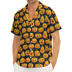 Halloween Pumpkin Jack-O'-Lantern Print Men's Deep V-Neck Shirt