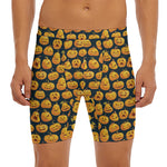 Halloween Pumpkin Jack-O'-Lantern Print Men's Long Boxer Briefs
