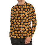 Halloween Pumpkin Jack-O'-Lantern Print Men's Long Sleeve Rash Guard