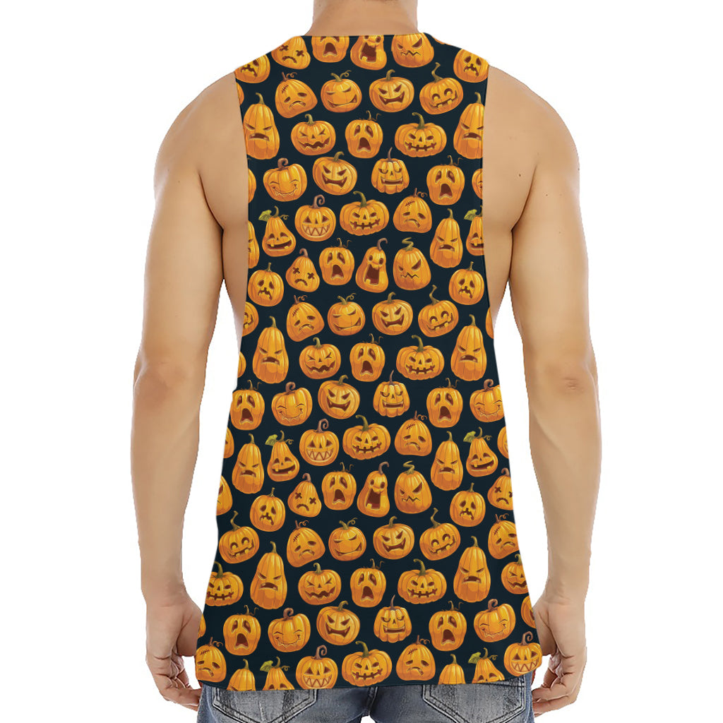 Halloween Pumpkin Jack-O'-Lantern Print Men's Muscle Tank Top