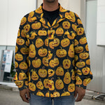 Halloween Pumpkin Jack-O'-Lantern Print Men's Shirt Jacket