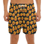 Halloween Pumpkin Jack-O'-Lantern Print Men's Split Running Shorts