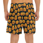 Halloween Pumpkin Jack-O'-Lantern Print Men's Split Running Shorts