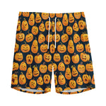 Halloween Pumpkin Jack-O'-Lantern Print Men's Sports Shorts