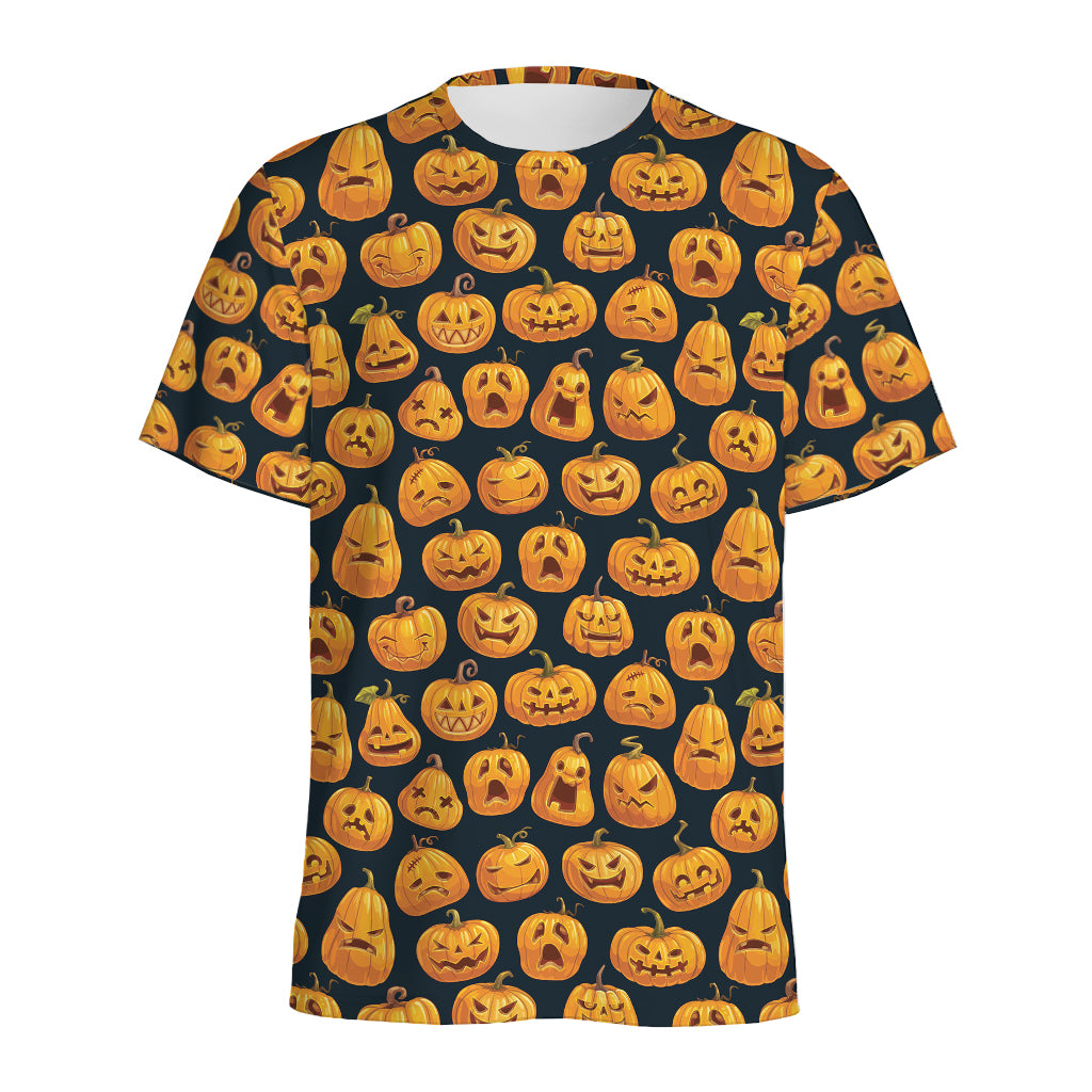 Halloween Pumpkin Jack-O'-Lantern Print Men's Sports T-Shirt