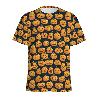 Halloween Pumpkin Jack-O'-Lantern Print Men's Sports T-Shirt
