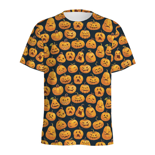 Halloween Pumpkin Jack-O'-Lantern Print Men's Sports T-Shirt
