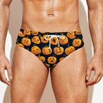 Halloween Pumpkin Jack-O'-Lantern Print Men's Swim Briefs