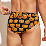 Halloween Pumpkin Jack-O'-Lantern Print Men's Swim Briefs