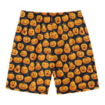 Halloween Pumpkin Jack-O'-Lantern Print Men's Swim Trunks