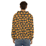 Halloween Pumpkin Jack-O'-Lantern Print Men's Velvet Pullover Hoodie