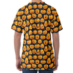 Halloween Pumpkin Jack-O'-Lantern Print Men's Velvet T-Shirt